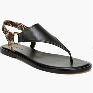 Vince Pharis Leather Black Snake Print Casual Thong Sandals Women’s Size 7.5